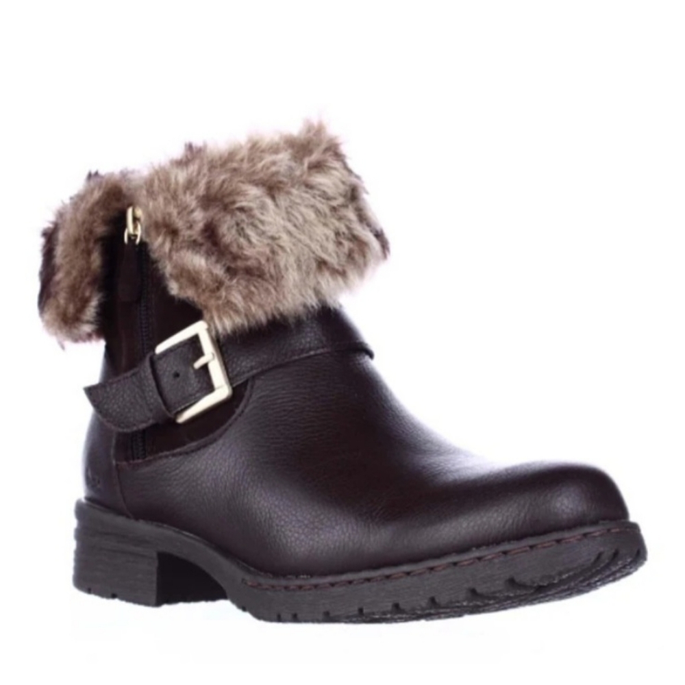 B.O.C. Women's Salas Faux Fur Winter Ankle Booties Boots Dark Brown Size 8.5M